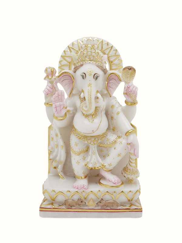 Ganesha Carved Marble Idol