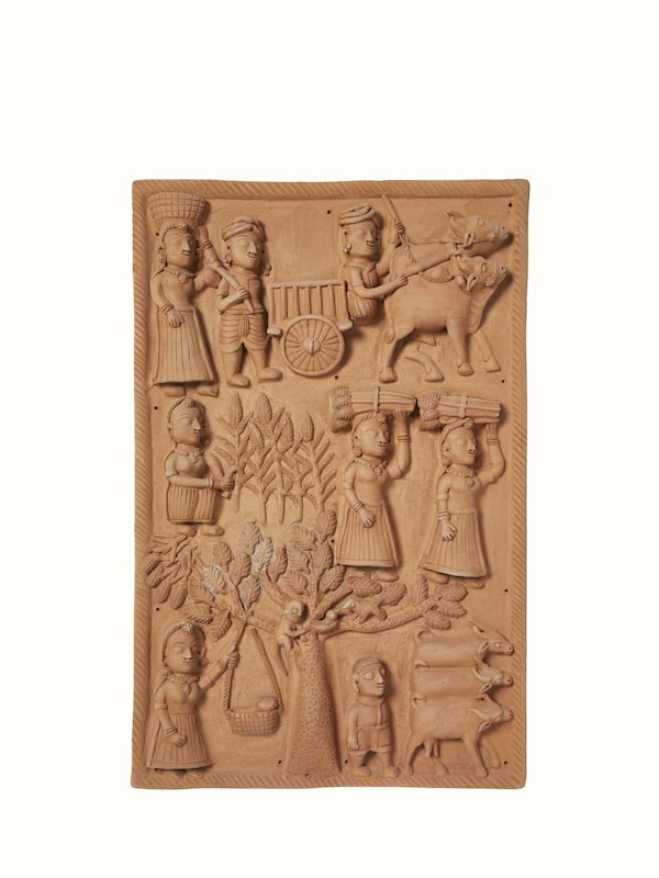 Terracotta Clay Village Scene Sculpture
