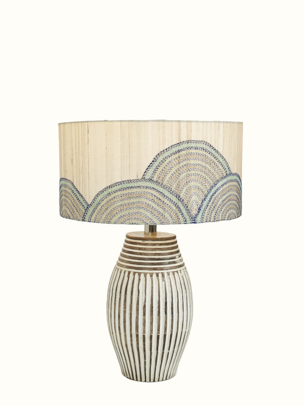 Sujani Hand-Embroidered Cotton Lampshade Beige Color