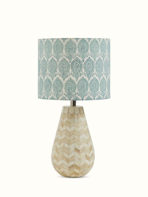 Block-printed Cotton Lampshade Blue & White Color