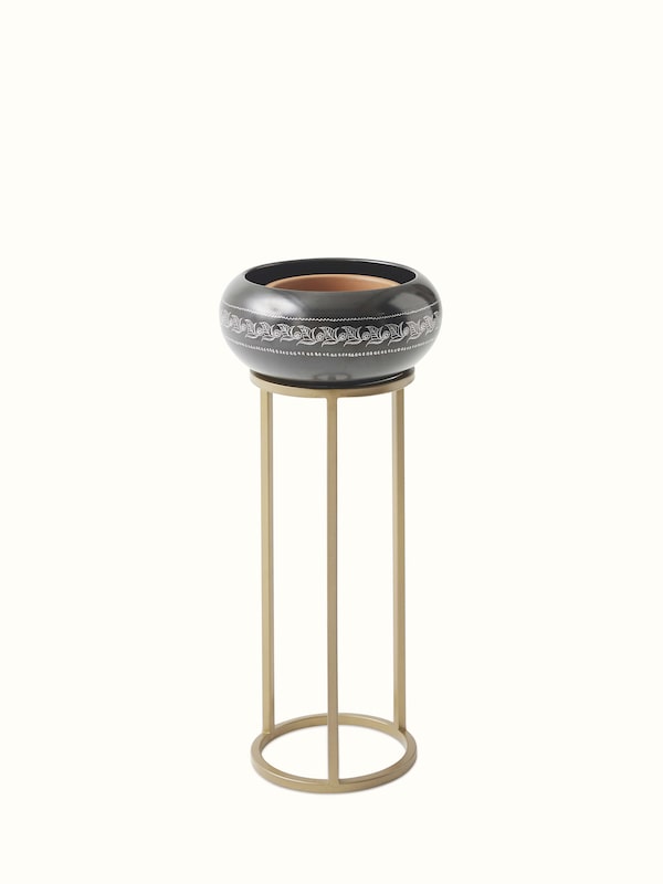 Traditional Black Pottery Ceramic Planter