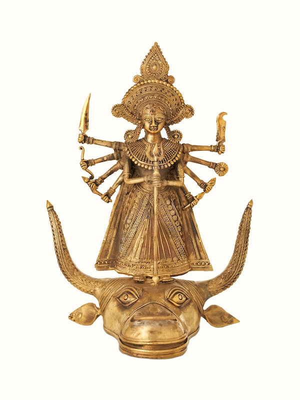 Brass Dhokra Durga on Bull Idol