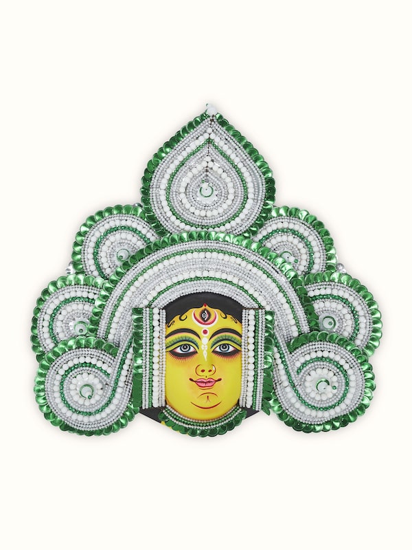 Green Chhau Clay & Paper Goddess Durga Wall Mask