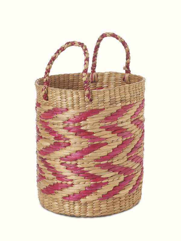 Natural Water Hyacinth Fibre Waste Bin Multicolor