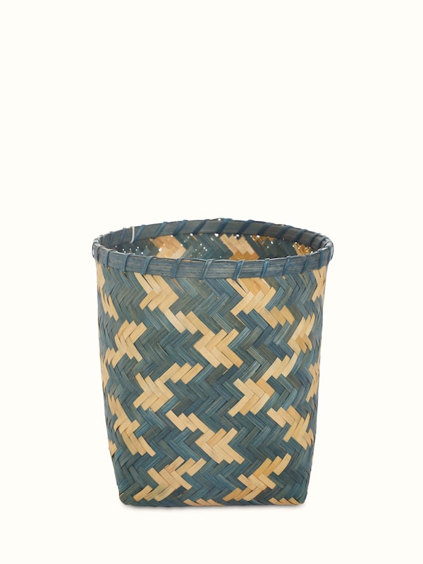 Bamboo Waste Bin Blue Color