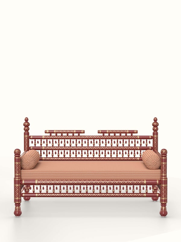 Upholstered Teak Wood Sankheda 2-seater Sofa