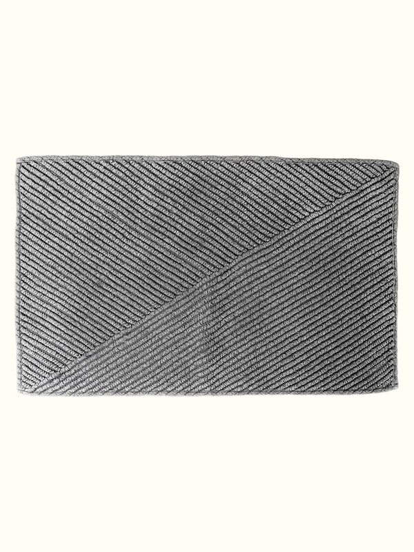 Nityam Diagonal Stripes Dark Grey Bath Mat