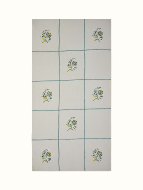Palampore Buta Yellow Floral Cotton Sanganeri Block Printed Bath Towel (L)