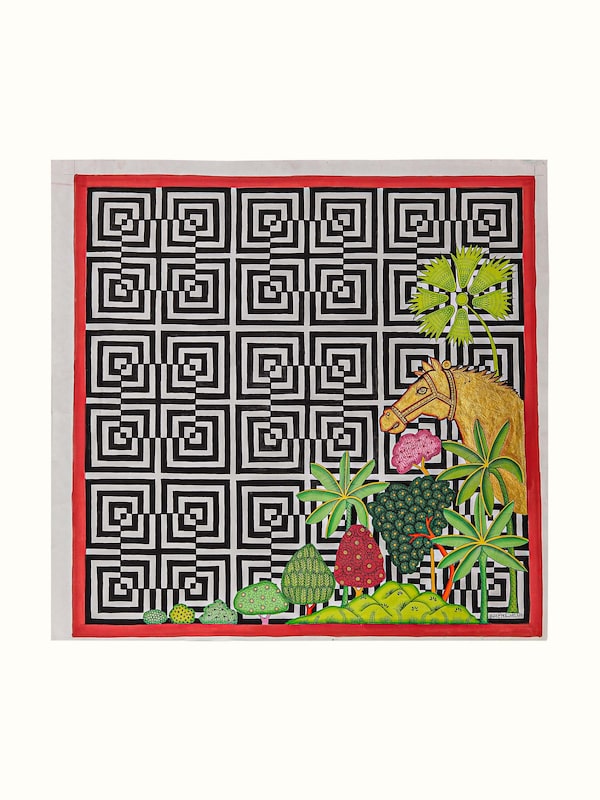 Horse Forest Geometric IllusionPichwai Painting