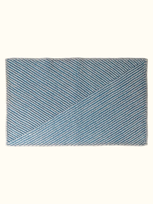 Nityam Diagonal Stripes Blue Bath Mat