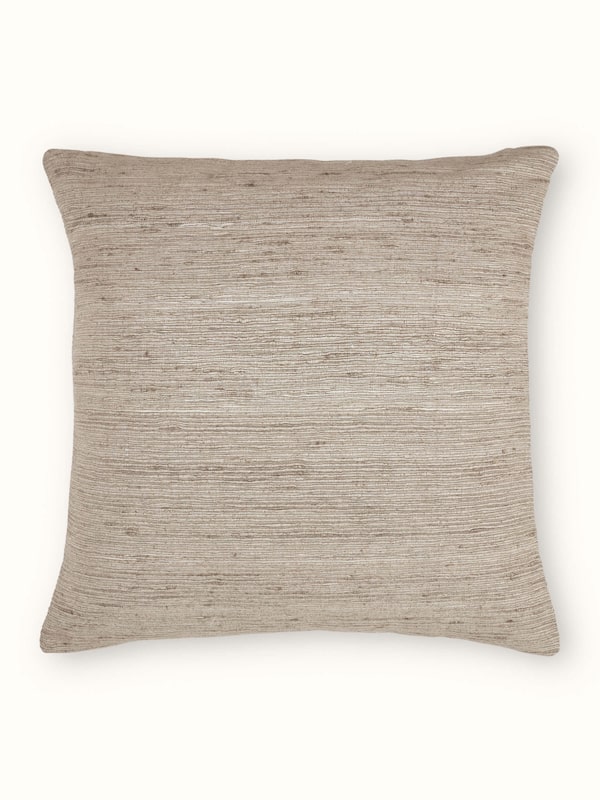 Ujjwal Light Brown Silk Slub Handloom Cushion Cover