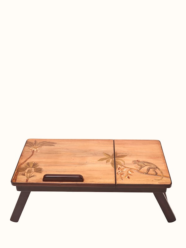 Marquetry Teak Wood Laptop Table