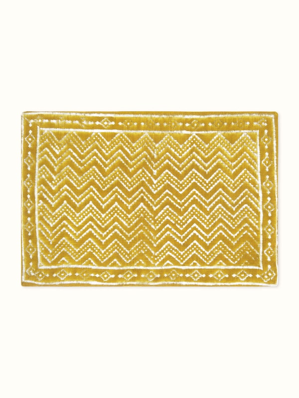 Puspita Ochre Cotton Dabu Hand Block Printed Table Mat (6 Pcs)