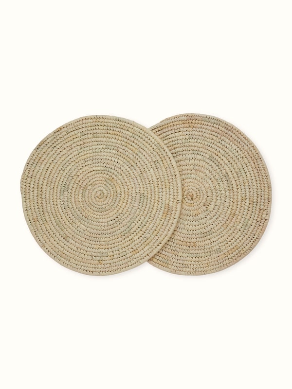 Amodini Light Green Solid Round Natural Fibre Sabai Grass Table Mats (2 Pcs)