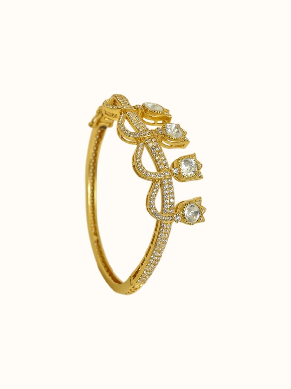 Dank Polki Silver Bangle