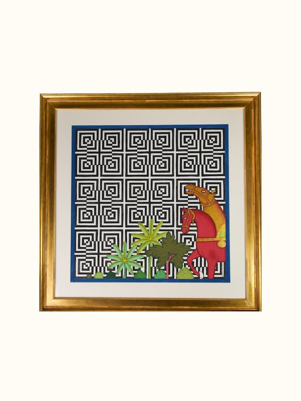 Horses Pair Geometric Illusion Pichwai Painting