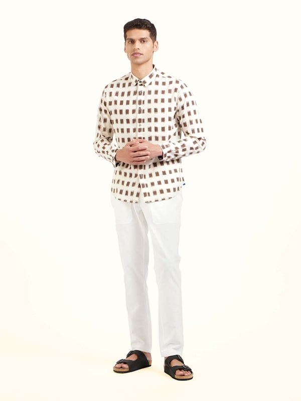 White Cotton Telangana Ikat Shirt