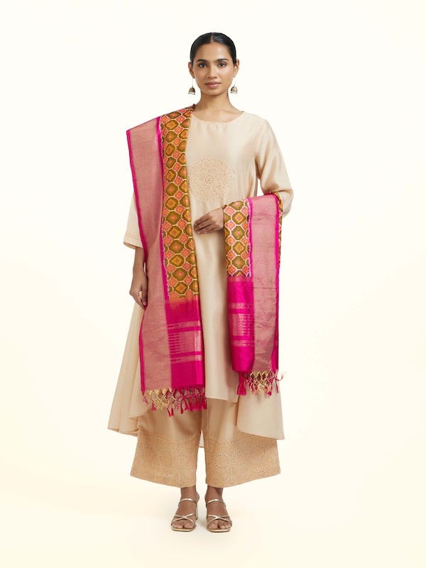Assorted Silk Pochampally Weft Ikat Dupatta