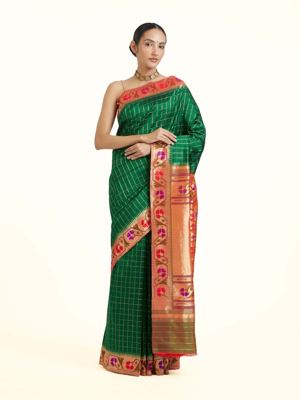 Green Mulberry Silk Paithani Handloom Saree