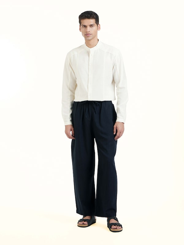 Black Silk Handloom Straight Pants