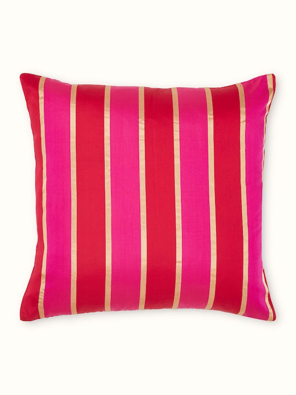 Aarcha Rani Stripe Banarasi Silk Handloom Cushion Cover