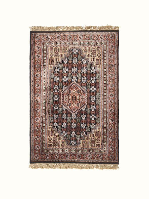 Persian Shiraz Black Gwalior Wool Hand-knotted Rug (4X6 Ft)