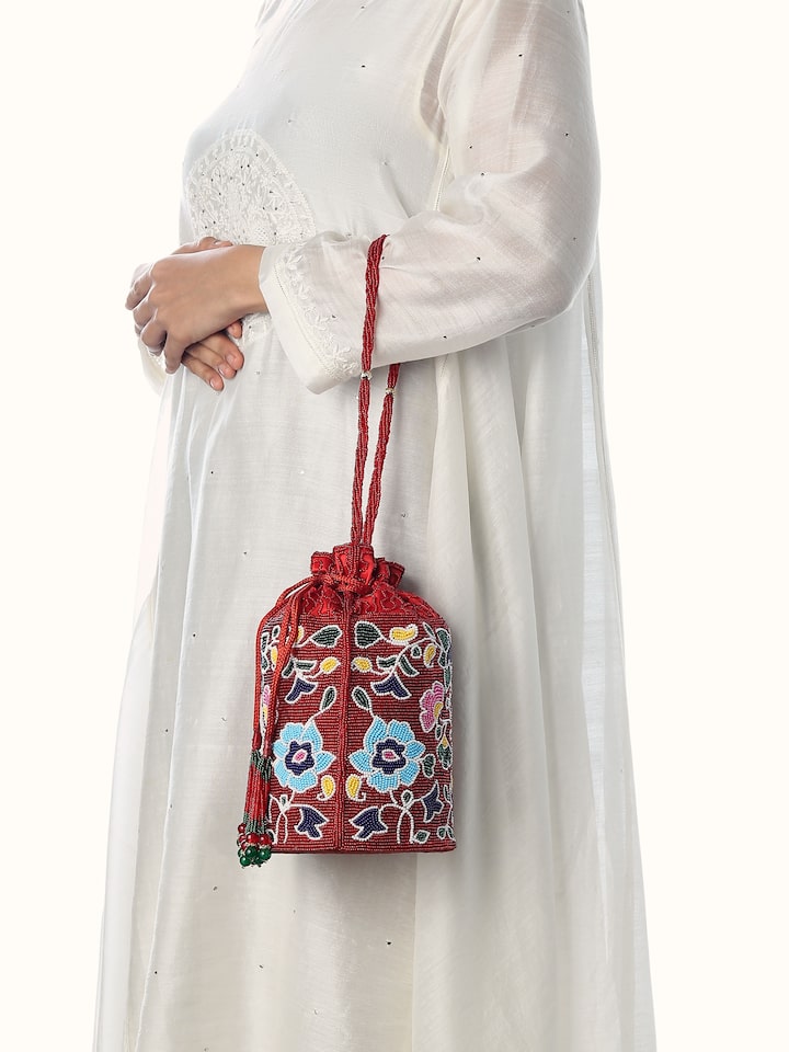Side view of the Beadwork Potli Bag