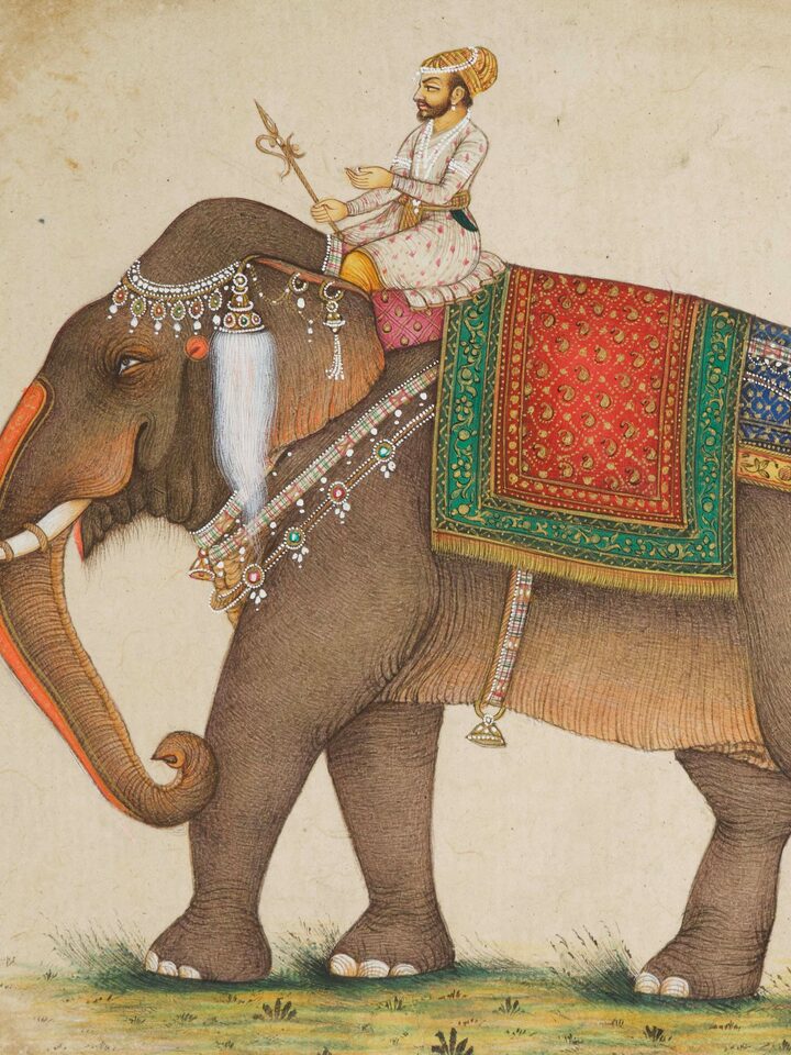 Front detail view of the Elephant with Mahawat Miniature Painting