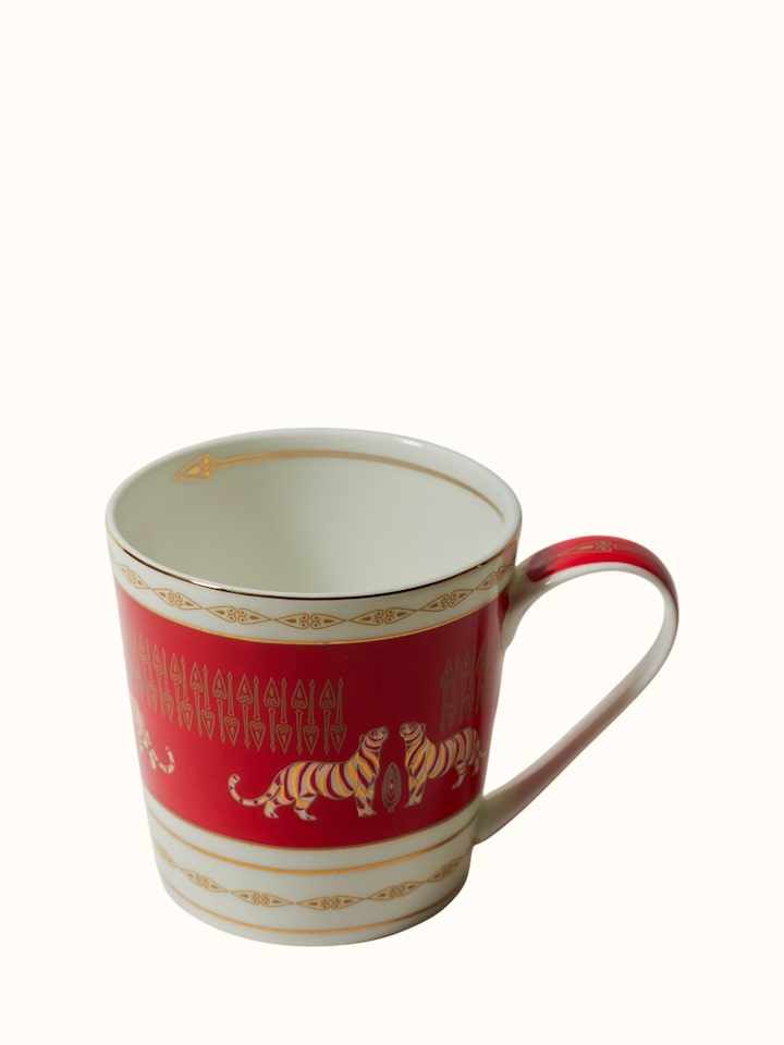 Close-up view of Ceramic Coffee Mugs With Gold-Accents (2 Pcs) highlighting the handcrafted detailing and finish, from a different angle