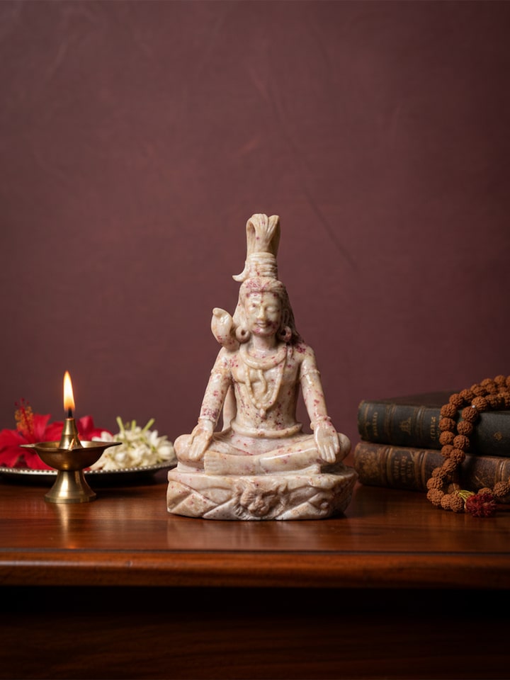 Left-side view of the Stone Carved Lord Shiva Idol
