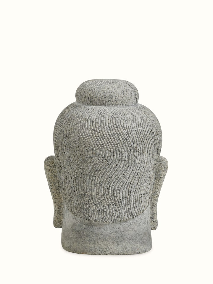Bottom view of the Stone Carved Buddha Head Sculpture