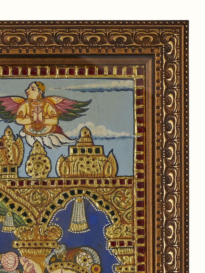 Detail view of the Krishna Thanjavur Painting