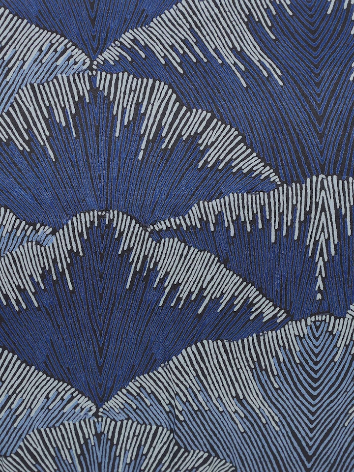 Parvat Indigo Ombre Silk Sanganeri Hand Block Printed Lumbar Cushion Cover