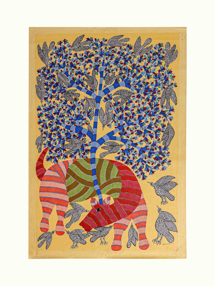 Front view of the Rangeela Mrig Gond Art