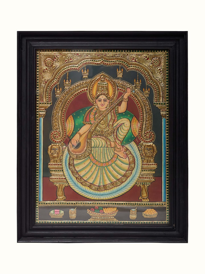 Front view of the Saraswathi Antique Thanjavur Painting
