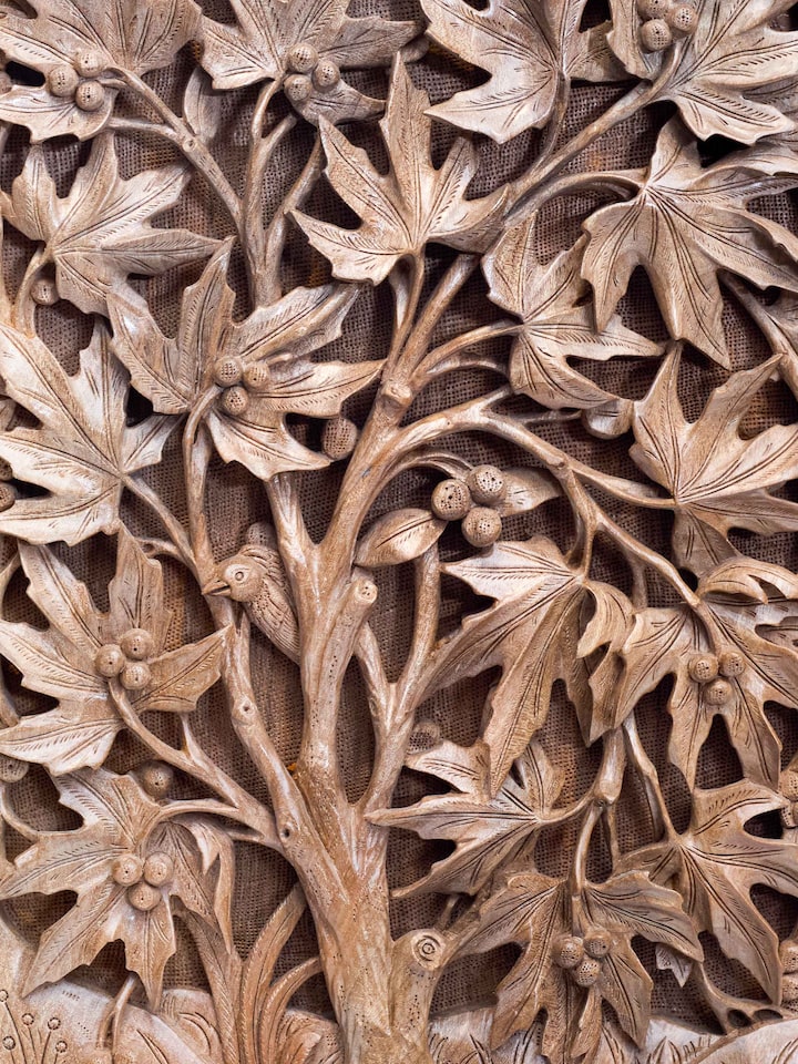 Front view of the Chinar Nama Walnut Wood Wall Hanging