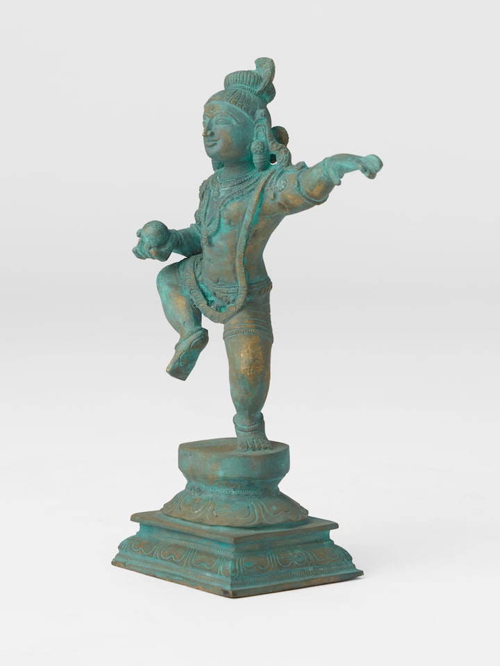 Left-side view of the Bronze Cast Butter Krishna Idol