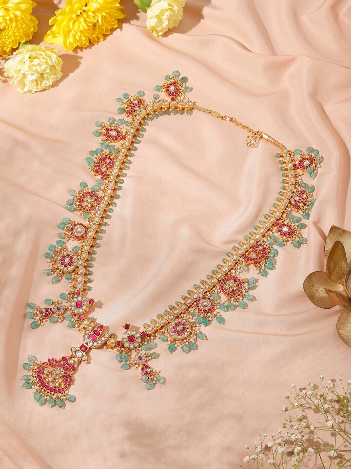 Silver smithing long necklace worn on neck – Swadesh