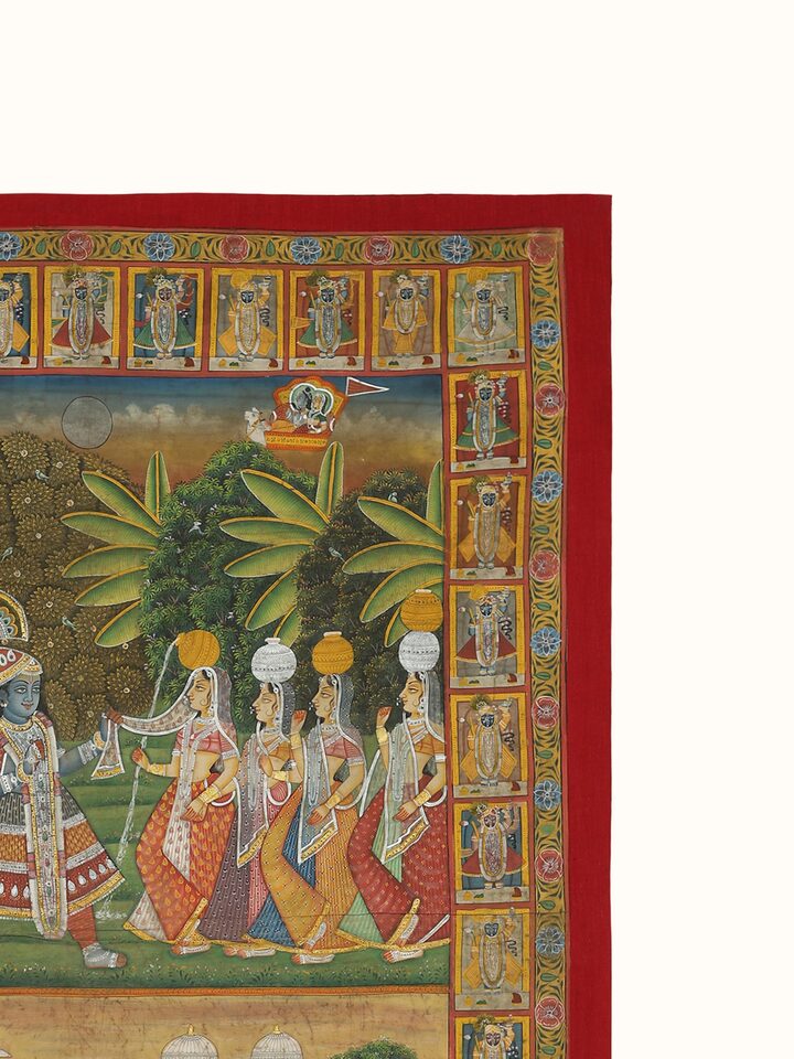 Close-up detail of the Daan Leela Pichwai Painting
