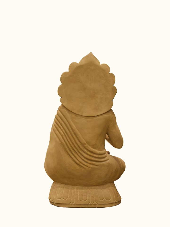 Back view of Stone Carved Buddha Blessing Idol