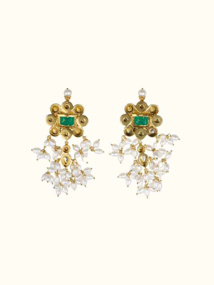 Back side view of Guttapusalu silver drop earrings