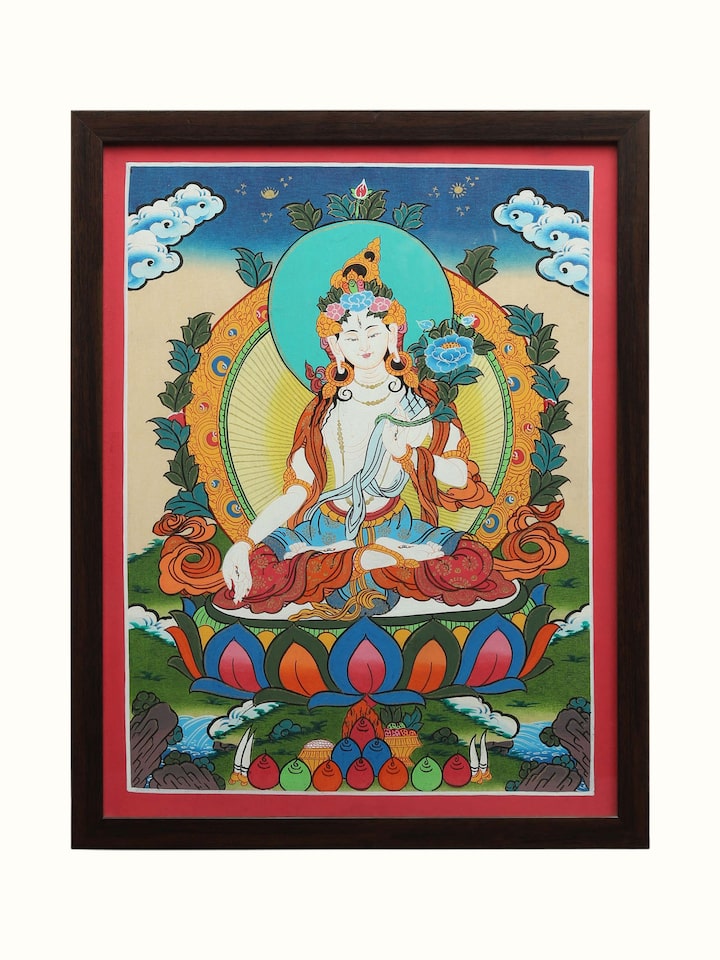 Front view of the White Tara Thangka Painting