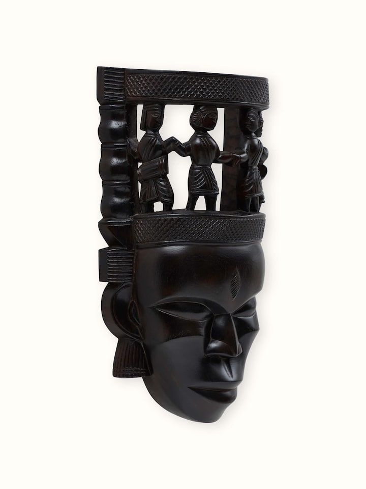Angled view of Kushmandi Tribe Wall Mask