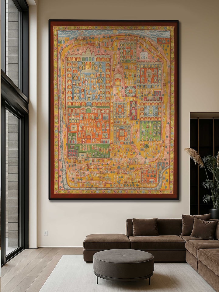 Side view of the Satrunjay Pat Pichwai Painting