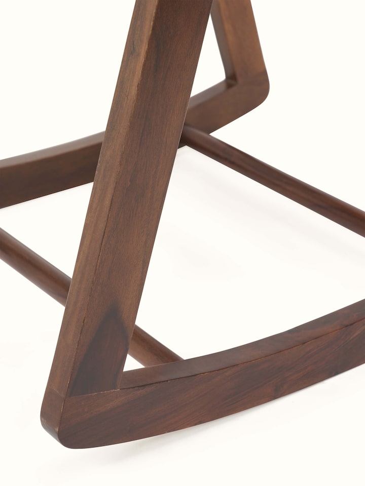 Back view of Swadesh Sheesham Wood Jute Woven Stool highlighting natural wood texture and jute woven seat design