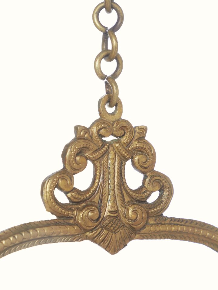 Detail view of Traditional Bronze-cast Hanging Diya highlighting the handcrafted detailing and finish