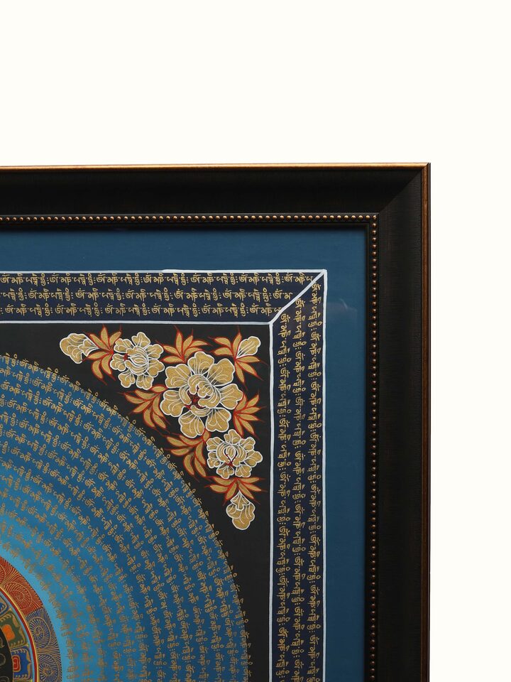 Angled view of the Changrazi Mantra Thangka Painting
