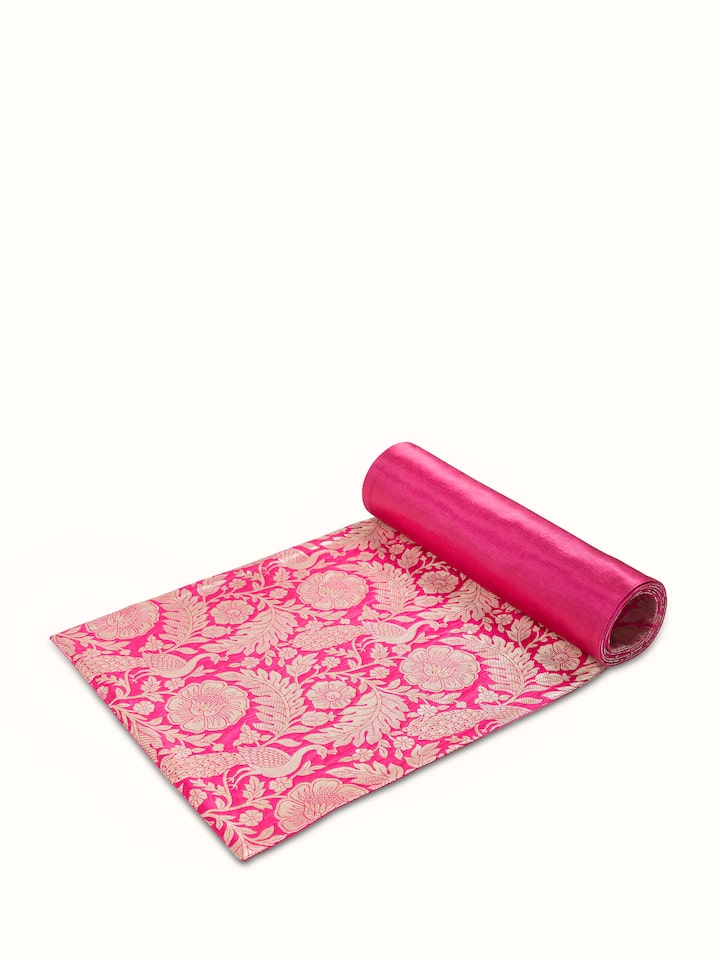 Avasa Rani Mor Jaal Silk Banarasi Brocade Handloom Table Runner