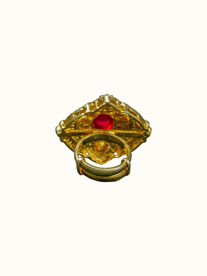 Dank Polki Gold Plated Silver Ring