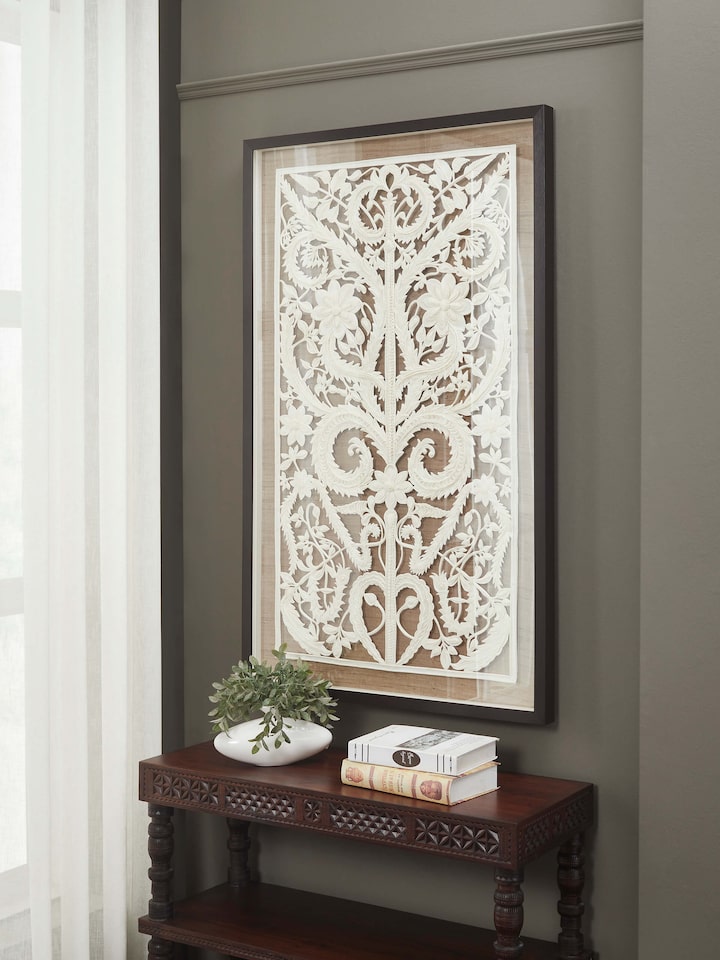 Lifestyle view of Sholapith Flower Wall Art